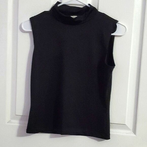 Restricted Area Black High Neck Minimalist Boho Chic Jersey Top - Picture 1 of 4